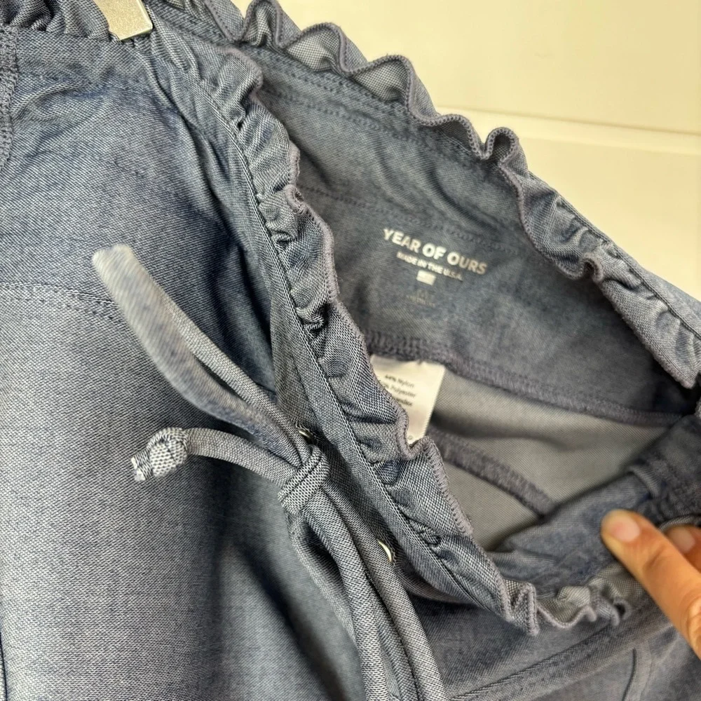 Year of Ours Blue Denim Papersack Sporty Leggings Size Medium